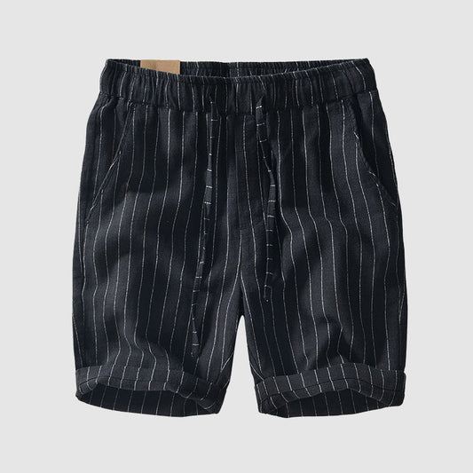 Marc Faure Short en ramie rayé